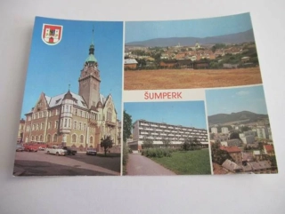 Šumperk - radnice, celkový pohled, Jesenická ulice, pohled z věže radnice