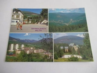 Krkonoše - centrum s hotelem Hubertus, celkový pohled s Přední Planiny, bytová výstavba, vojenská zotavovna Bedřichov