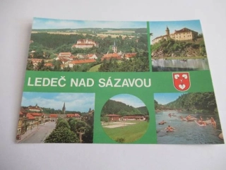 Ledeč nad Sázavou - pohled na město, hrad, Gottwaldovo náměstí, podhradí, Stvořidla
