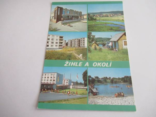 Žihle a okolí - nákupní středisko, celkový pohled, rekreace v Poustkách, sklárna