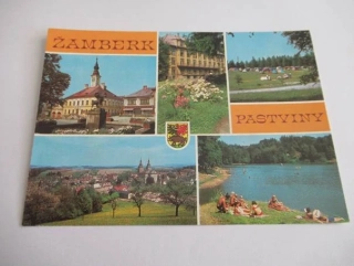 Žamberk - Pastviny - Mírové náměstí, plicní sanatorium, autocamping, celkový pohled, koupání na Pastvinách