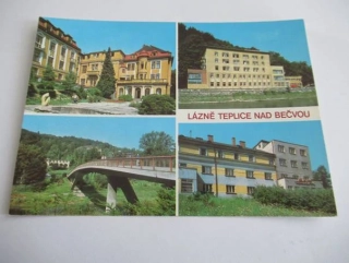 Lázně Teplice nad Bečvou - lázeňský dům Moravan, Lázeňský dům Bečva, most přes řeku Bečvu, lázeňský dům Radost