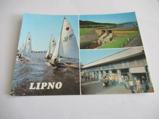 Lipno - plachetní závody, přehradní hráz, velkoprodejna podniku Potraviny ,,Lipno"