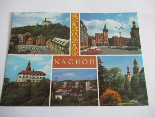 Náchod - náměstí VŘSR, zámek, nová výstavba, hlavní zámecká věž v parku