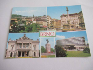 Brno - Pohled na město z Červeného kopce, Náměstí Svobody, Mahenovo divadlo..