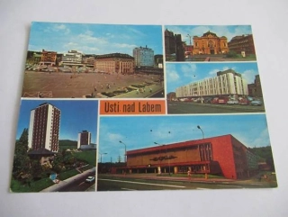 Ústí nad Labem - Mírové náměstí, divadlo Zd. Nejedlého, obchodní dům Labe..