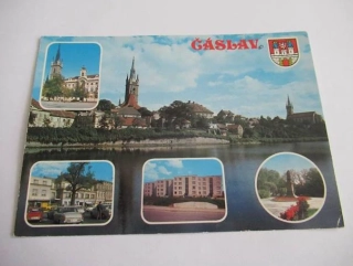 Čáslav - panoráma města, radnice, hotel Grand..