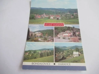 Velké Hamry - Celkový pohled, náměstí, památník svárovské stávky, Bohdalovice, Haratice