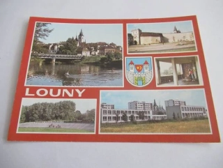 Louny - pohled přes Ohři, Žatecká brána, pramen Luna, Velodrom,sídliště