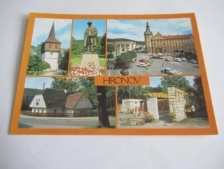Hronov - Jiráskova zvonice, pomník Jiráska, náměstí..