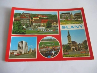 Slaný - částečný pohled, Valvarská brána, Nová výstavba, plochá dráha, radnice
