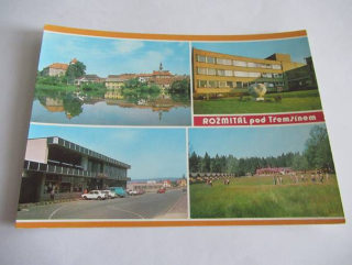 Rožmitál pod Třemšínem - panoráma města se zámkem, domov důchodců, obchodní středisko, Vašín zotavovna ROH Brdy