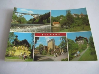Bechyně - Bechyňský most, zámek, lázeňský dům Šárka, lázně - jídelna, lázeňský dům Libuše