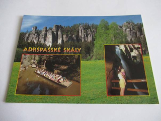 Adršpašské skály - panorama skalního města s jezírkem a Velkým vodopádem
