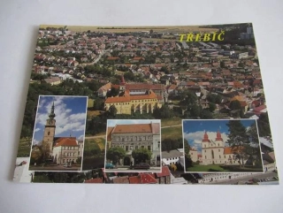 Třebíč - zámek s bazilikou sv. Prokopa, městská věž, Černý dům, průčelí baziliky
