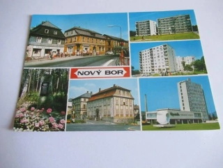 Nový Bor - náměstí, nová výstavba, hrob účastníků rumburské vzpoury, muzeum, Crystalex n. p.