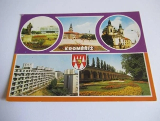 Kroměříž - pomník J. A. Komenského, Velké náměstí, průčelí barokního kostela, Květná zahrada